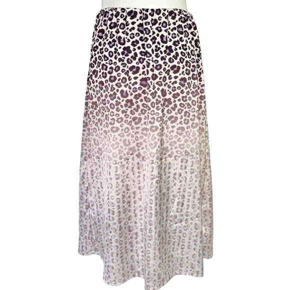 Women's Vintage Leopard Print Midi Skirt - A-Line Swing, Plus Size, Cotton Spandex, XL - View #3